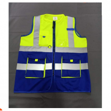 Engineers vest, 2 colors, collar, 4 reflective panels, with pocket