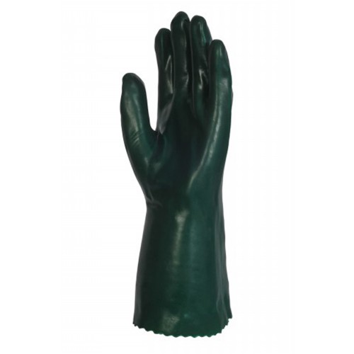 Green PVC Cotton Smooth Gloves
